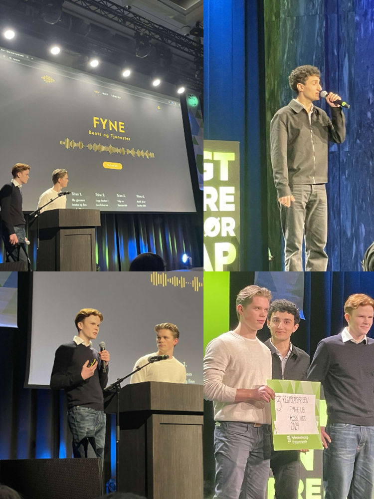 en person som står på et podium med mikrofon og en person som står på et podium med et skilt